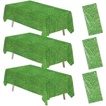 Green Grass Tablecloth, 3pcs Disposable Grass Party Tablecover for Jungle Animal Safari, Golf Birthday, Dinosaur, Garden Parties, BBQs, Picnic$$Electronics Accessories