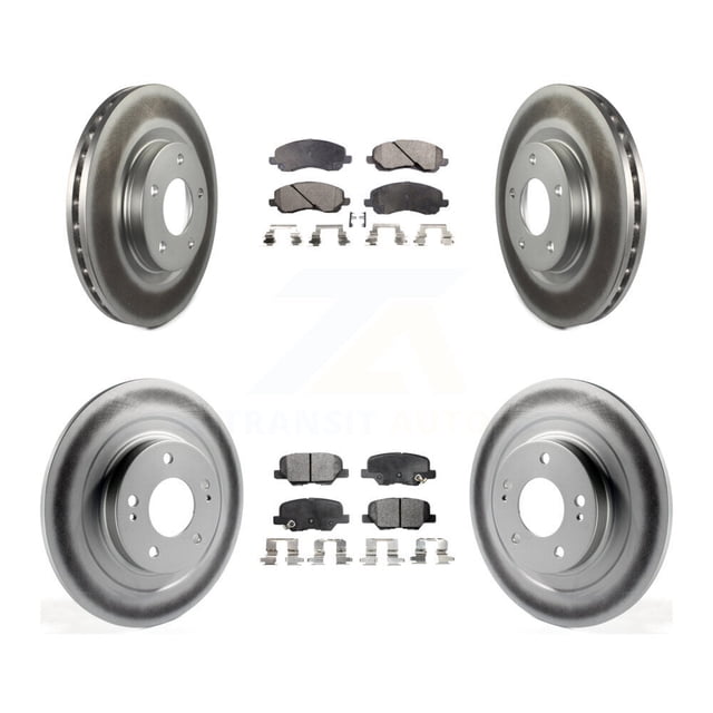 Transit Auto Front Rear Coated Disc Brake Rotors and Semi-Metallic Pads Kit for Car Mitsubishi RVR Outlander Sport KGF-100729