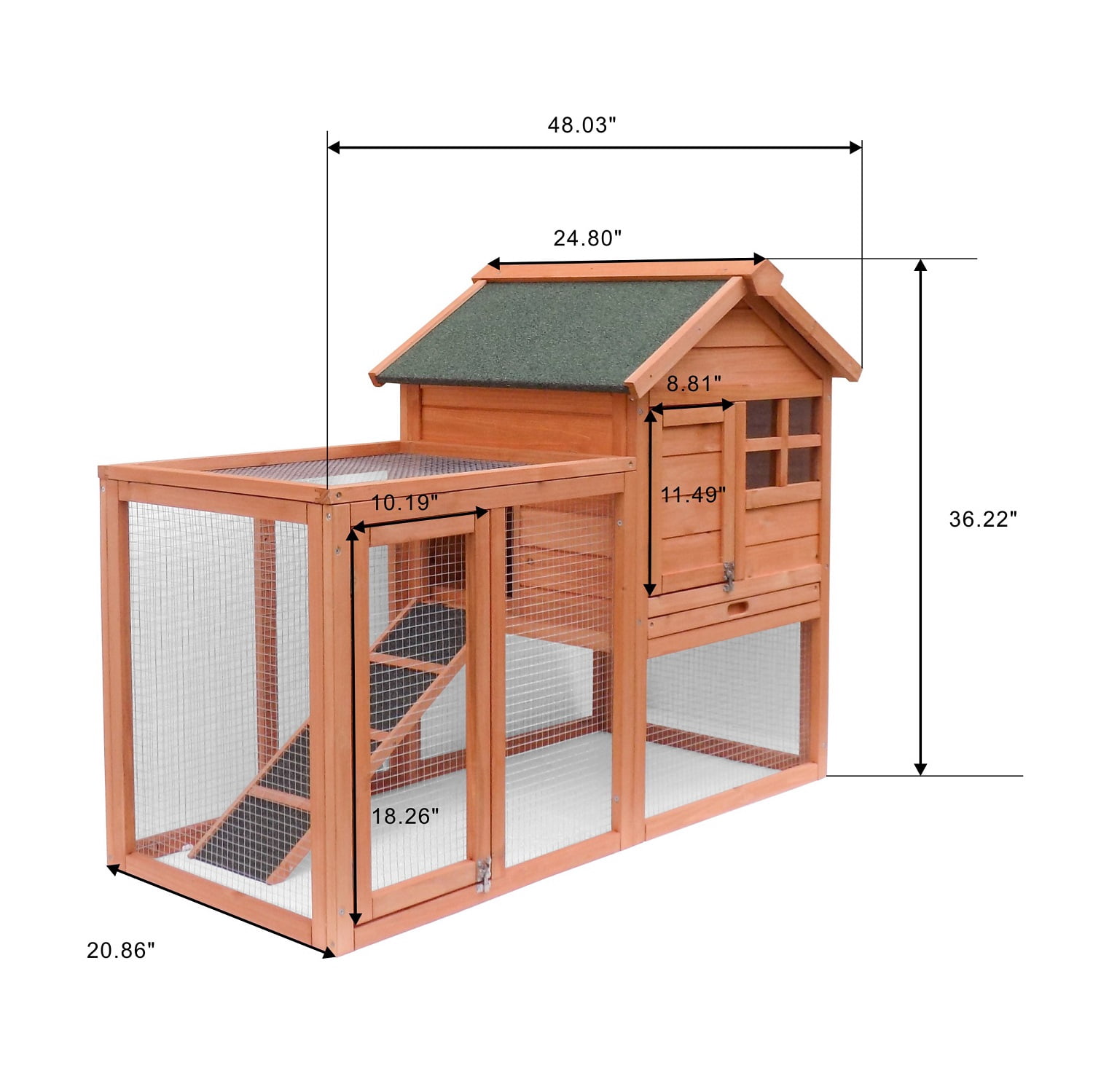 streakboard 48'' Chicken Coop Wooden Hen House Rabbit Hutch Outdoor Backyard Poultry Cage