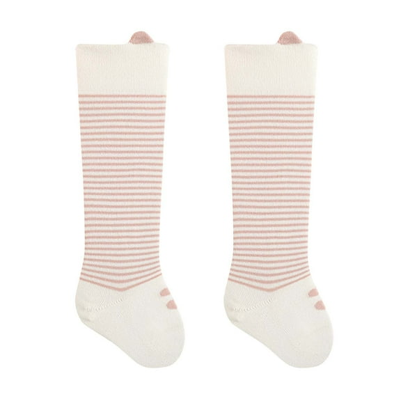 ZQUUVOU Newborn Infant Knee High Socks trip Cute Stripe Stockings Boys Girls Knit Warm Cozy Cotton Long Stockings Pink