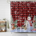 thumbnail image 3 of Christmas Snowman Shower Curtain Set with Hooks, Red Farm Truck Xmas Tree Waterproof Fabric Bathroom Curtains Decor Home Accessories,72X 96 Inch Extra Long, 3 of 9