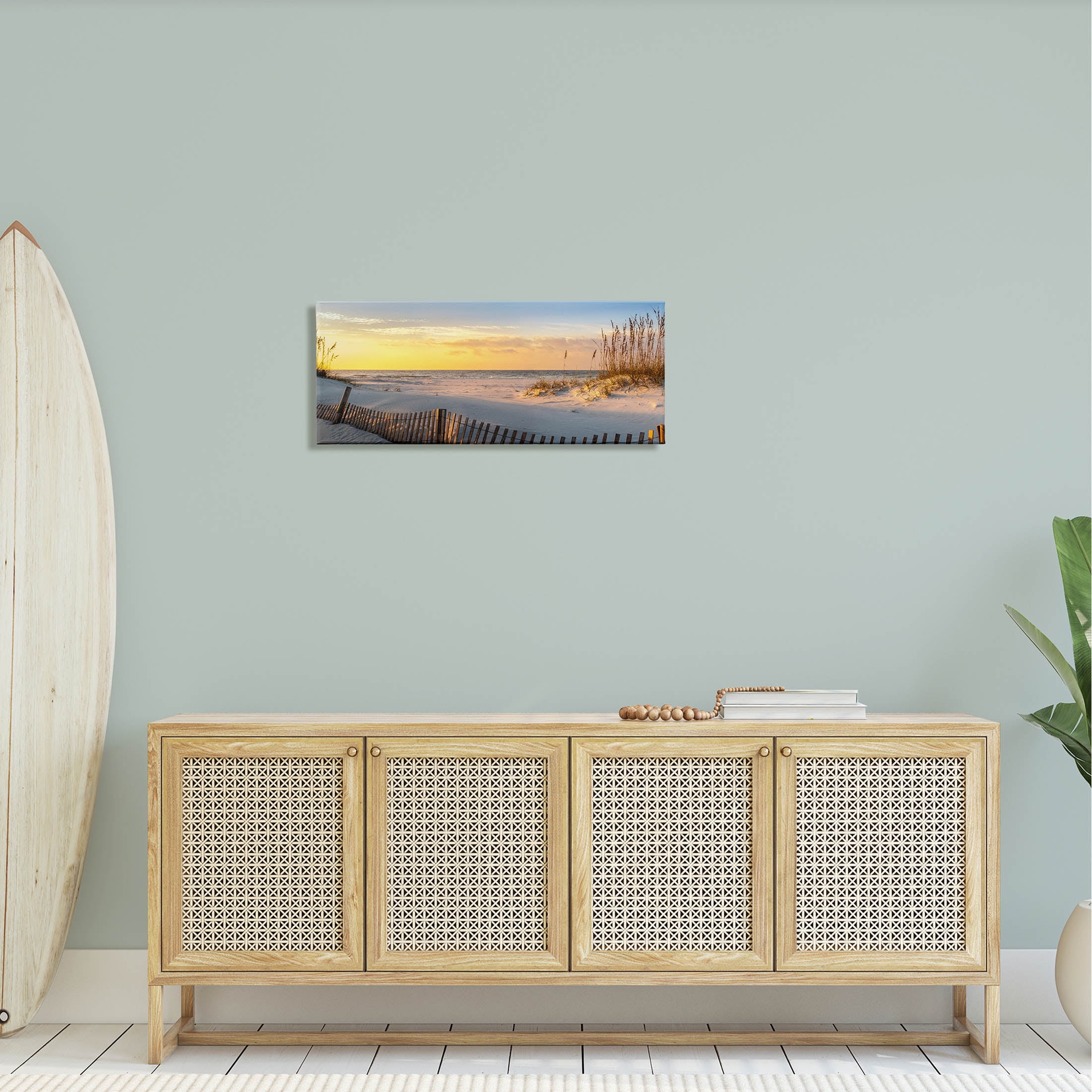 Stupell Industries Panoramic Coastal Beach Sunrise Photograph Gallery Wrapped Canvas Print Wall Art, Design by H.J. Herrera