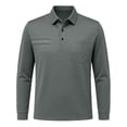 thumbnail image 2 of GrmtClth Mens Polo Shirts Classic Three Button Long Sleeve With Front Pocket Textured Chest Casual Golf Pullover Tees Army Green 3XL, 2 of 5