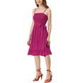 thumbnail image 4 of INSPIRE CHIC Women's Boho Smocked Spaghetti Strap Sleeveless Summer Cami Midi Dress Fuchsia S, 4 of 4