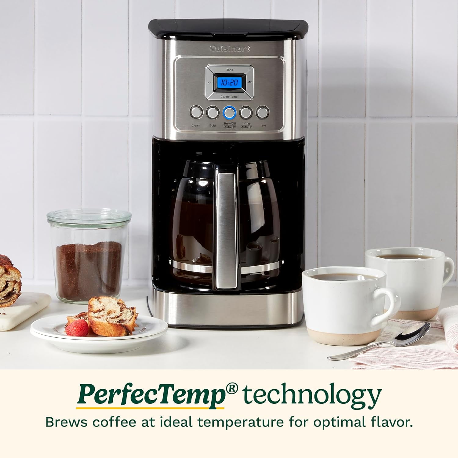 Coffee Maker, 14-Cup Glass Carafe, Fully Automatic for Brew Strength Control & 1-4 Cup Setting, Stainless Steel, DCC-3200CRM, Cream.