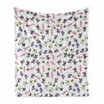 thumbnail image 1 of Floral Soft Flannel Fleece Throw Blanket, Bouquet of Purple Spring Flowers a Magnolias Violets and Flying Tiny Butterflies, Cozy Plush for Indoor and Outdoor Use, 50" x 70", Multicolor, by Ambesonne, 1 of 6