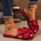 thumbnail image 2 of Mujeres Más Tamaño Vestidos de Verano Zapatos de Pie Casual con Decoración de Arco Color Sólido Sandalias Planas Cómodas Caminando, 2 of 9