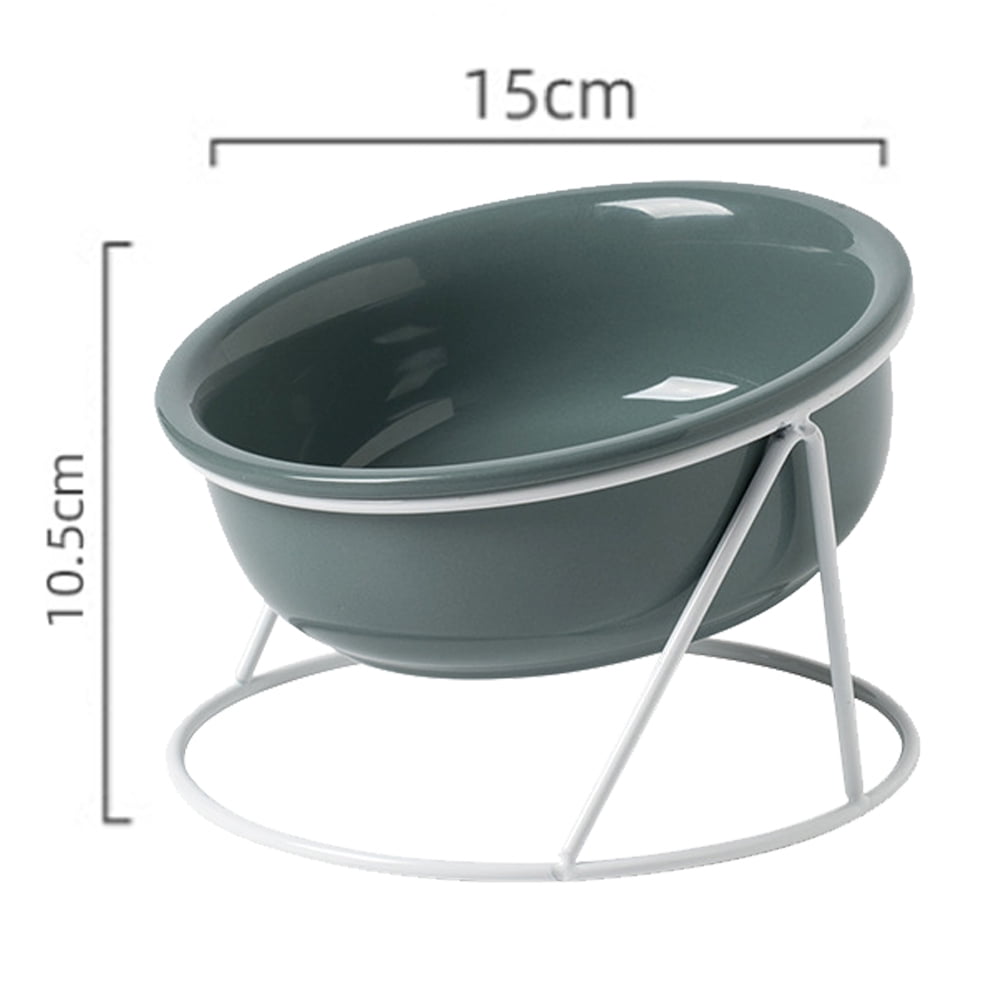 Cat & Dog Feeder with Cervical Spine Protection, Iron Frame Stand Included Ceramic Pet Bowl Set