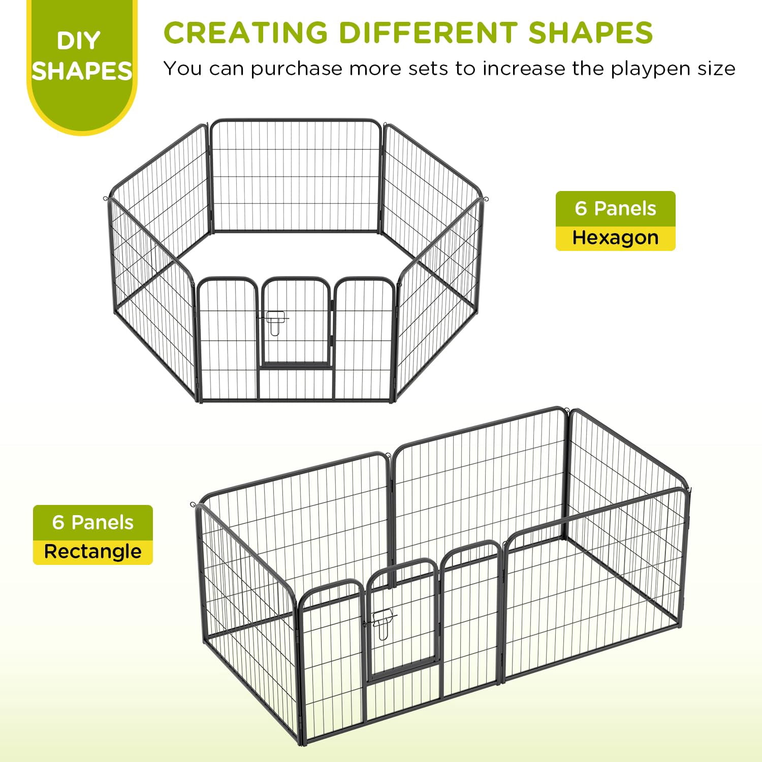 XF XINFENG Dog Playpen 24 inch 6 Panels Metal Dog Pen Pet Dog Fence Outdoor Exercise Pen with Doors,Pet Puppy Playpen for RV Camping Yard, Black