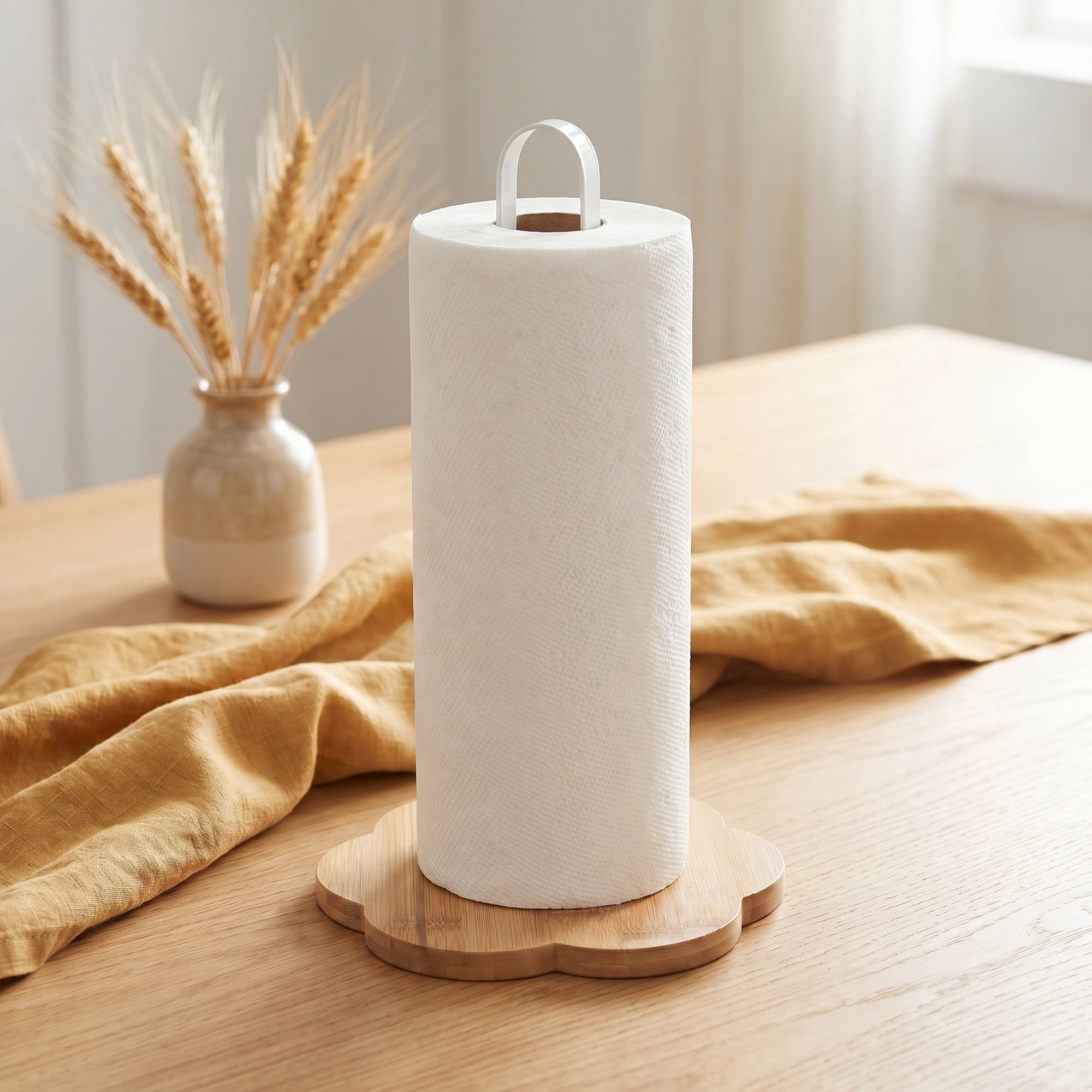 Unique Bargains Paper Towel Holder Countertop Non Slip Base Dispenser Metal D 10.2x6.3inch