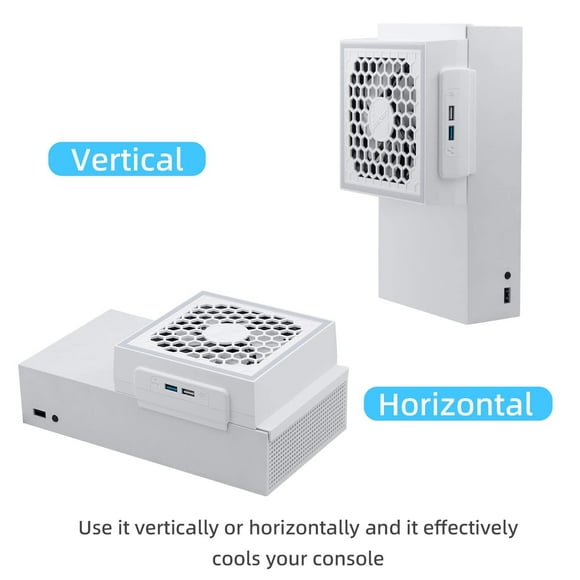 Ventilador de refrigeración para consola Xbox Series S: pantalla LED RGB, bajo nivel de ruido, incluye 2 puertos USB adicionales, refrigerador externo con 3 niveles de velocidad ajustables