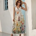 thumbnail image 5 of Watercolor Wildflowers Spring Summer (10) Dress Summer Street Style Bohemia Long Dresses Female Sleeveless Printed Maxi Dress, 5 of 9