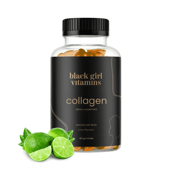 Black Girl Vitamins Collagen Gummies – Lime Flavor – Hair, Skin, Nails Support, 60ct