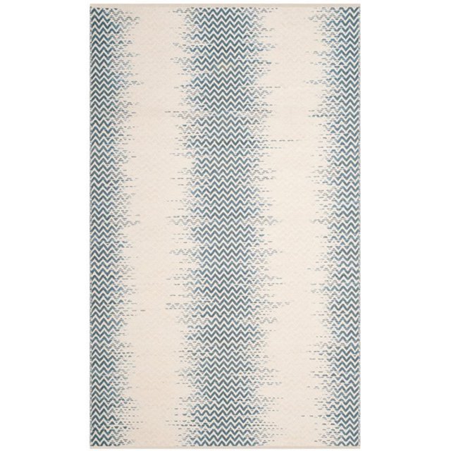 Safavieh Cotton Kilim 4' X 6' Handmade Cotton Rug in Blue and Ivory