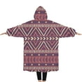thumbnail image 2 of Oversized Wearable Blanket Hoodie,Brown Ethnic Pattern Sherpa Blanket Hoodie with Super Pockets,Super Warm Fuzzy Pullover for Women & Men, 2 of 6