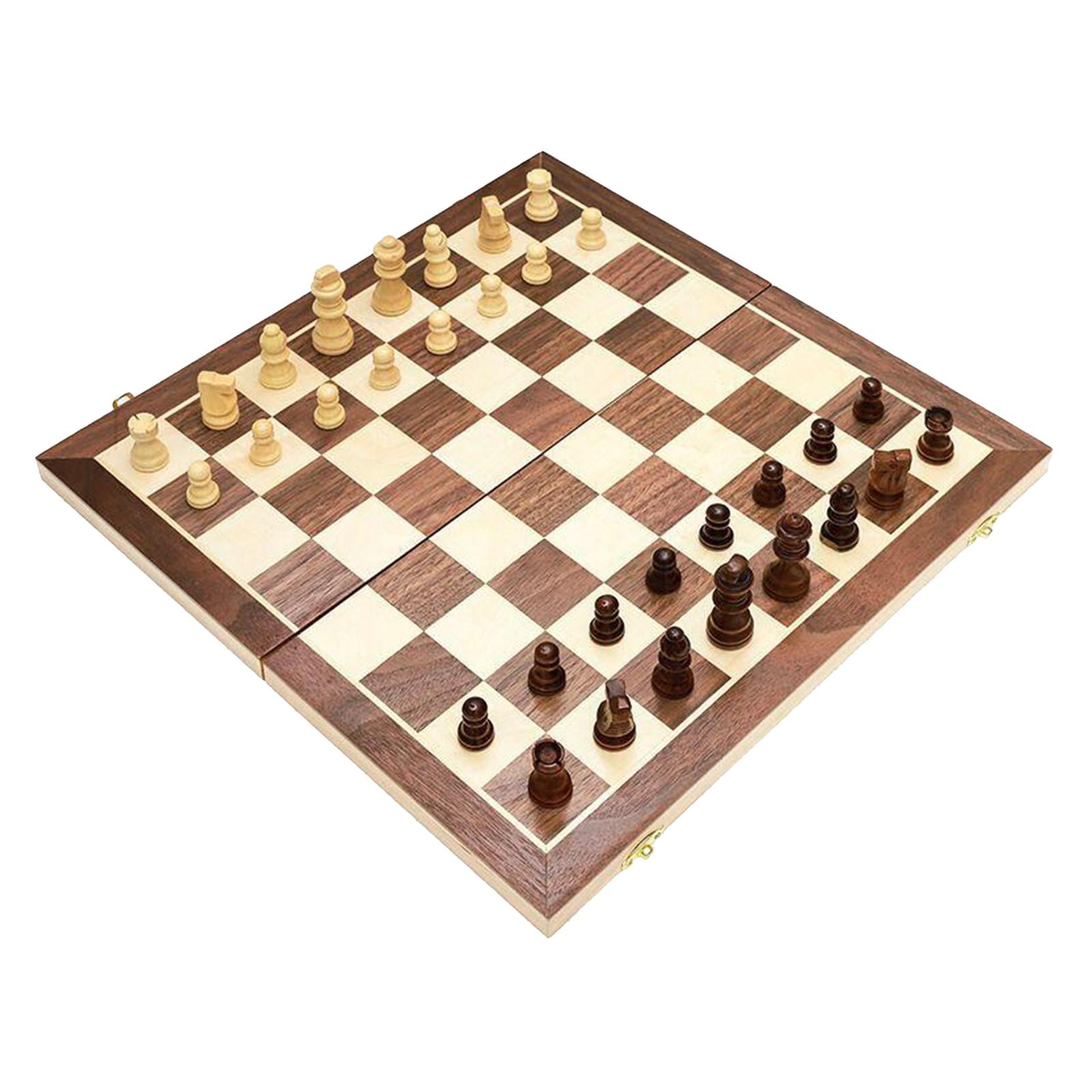 LeeQinersw Wooden International Chess Set Foldable Chess Board Storage Space Chessboard 32x M