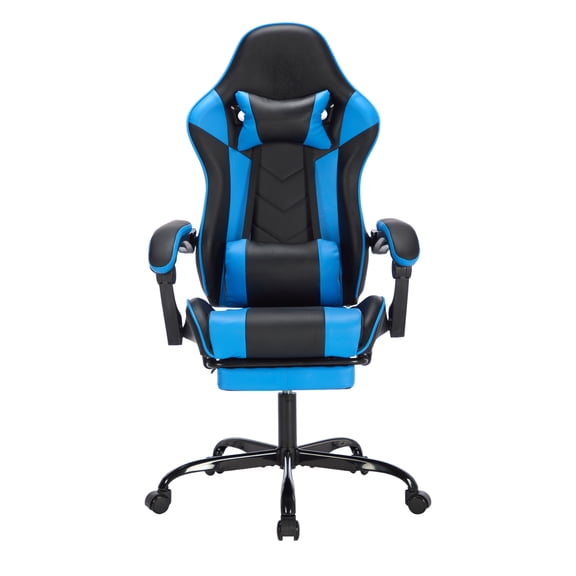 Ergonomic Gaming Chair with Footrest and Lumbar Support, Breathable Adjustable Design for Home Office and Gaming, Comfortable High-Back Adult Chair, Black Blue
