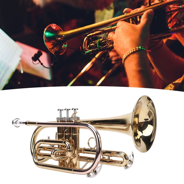Juego De Trompeta Bb, Mini Trompeta Bb De Tono Brillante Y Claro Dorado Para Bandas