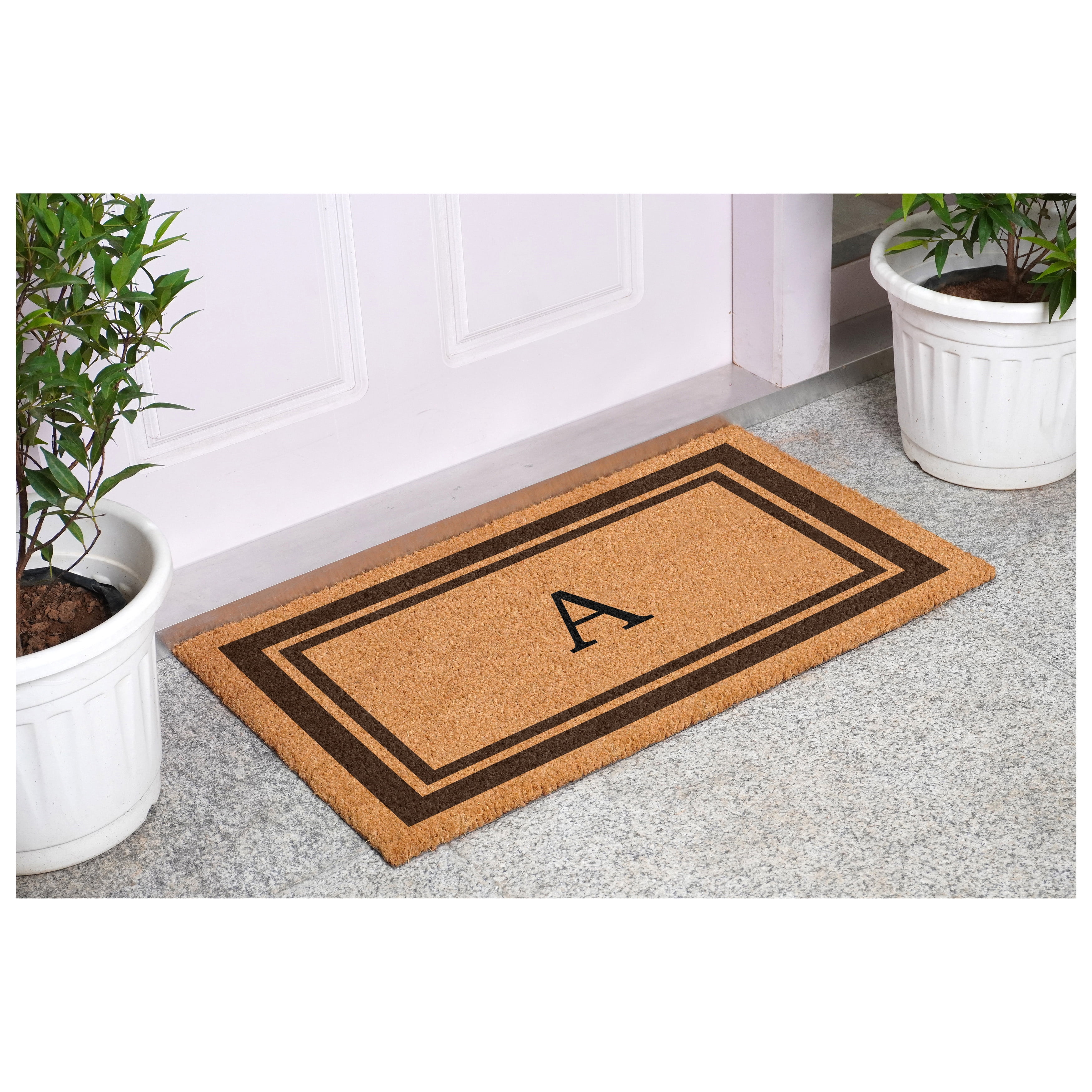 Brown Border Monogram Doormat (Letter A)