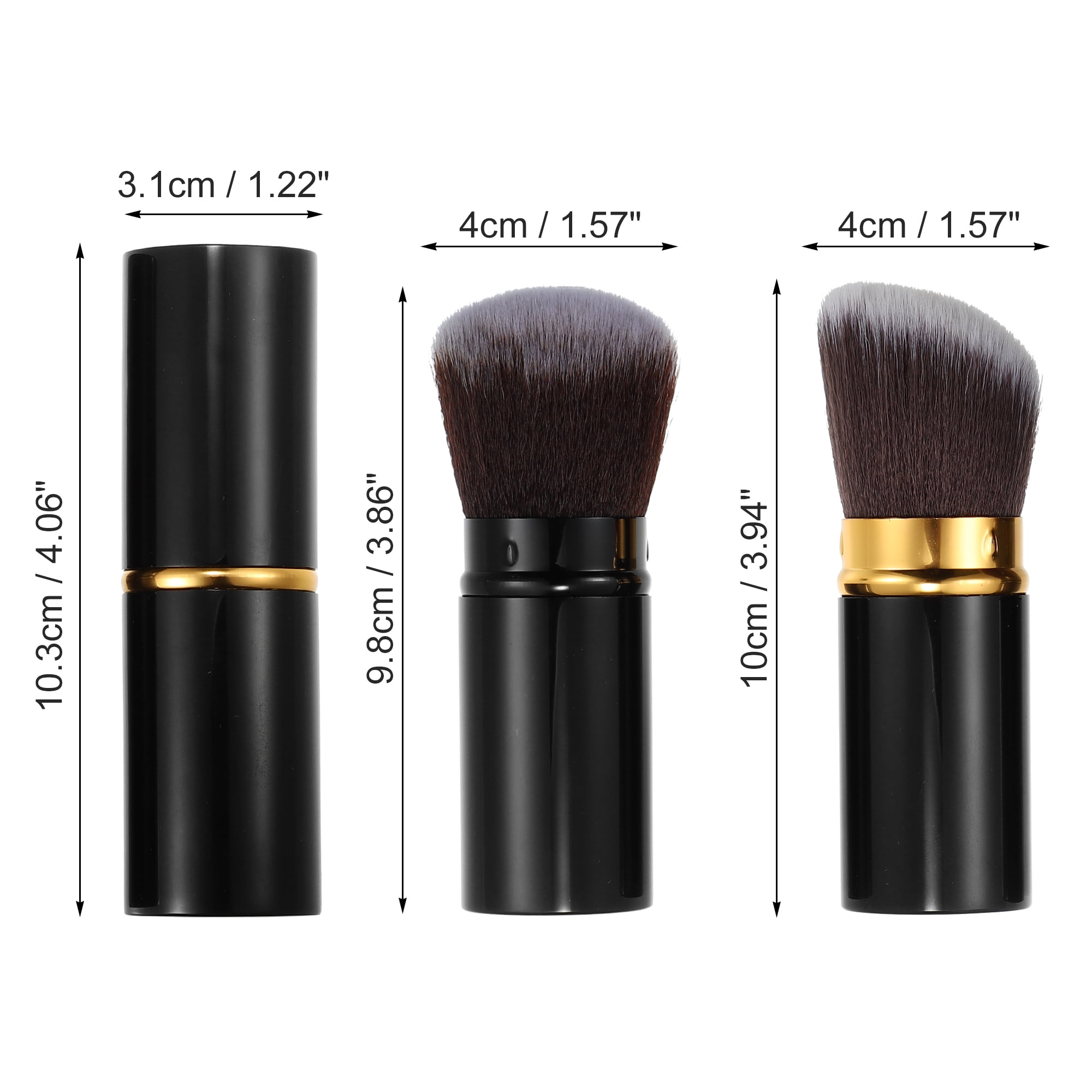 Unique Bargains Makeup Brush Kit Travel Retractable Angled Brush Highlight Black 2 Pcs