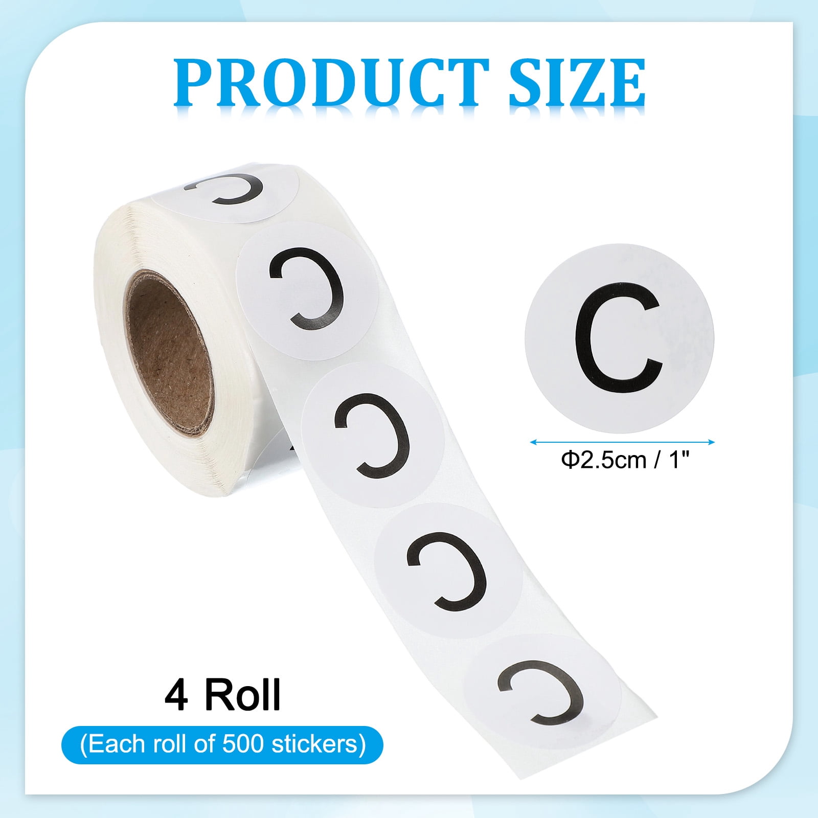 Uxcell 1" Round Letter C Stickers, Self-Adhesive Alphabet Stickers for Organization Storage Inventory 4 Rolls