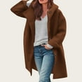 thumbnail image 4 of 2024 Winter Hooded Wool Pea Coat for Women Mid Long Loose Single Breasted Overcoat Casual Outerwear with Pockets, 4 of 6