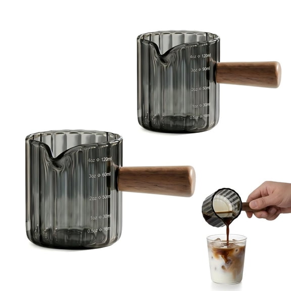 Shihaoyuan Glass Espresso Cups Set of 2, 4oz Small Coffee Cups for Espresso Machine Accessories, Black