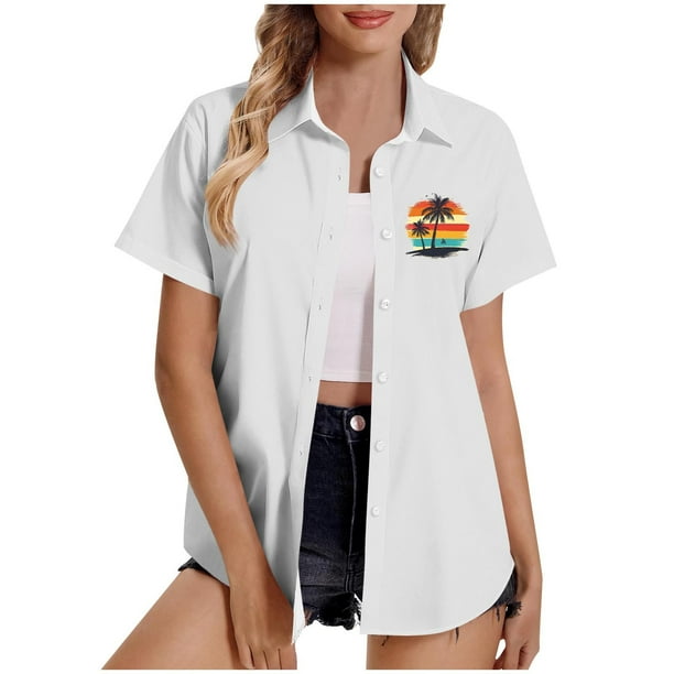 Pantalones Cortos para Mujeres Sexy, Casual Estampado Cómodo Manga Corta Botón Top Blusa para el Verano Y Diario