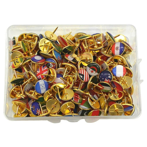 Pins De Bandera Redondos, Chinchetas De Bandera Exquisita De Varios Estilos Con Ilustración Para La Fabricación De Artesanías De Enseñanza De Oficina En Casa 100 Uds Guardurnaity EL012083-00