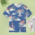 thumbnail image 4 of Coastal Village Scene Women's Short Sleeve T-Shirt Crew Neck Casual Summer Trendy Loose Fit Tops, 4 of 7