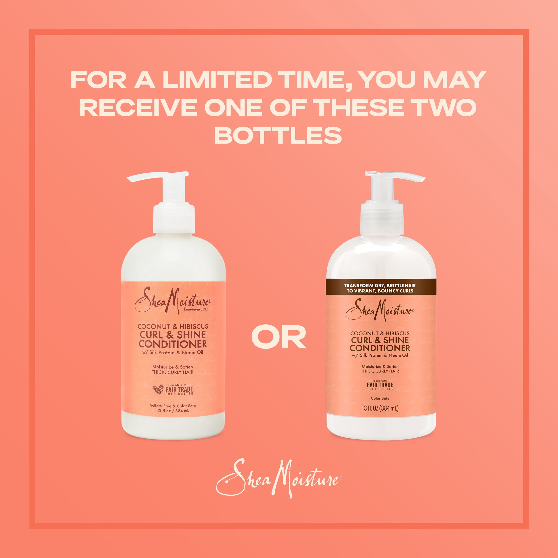 (2 pack) SheaMoisture Curl & Shine Conditioner for Thick, Curly Hair Coconut & Hibiscus, To Moisturize & Soften, ,13 Fl oz