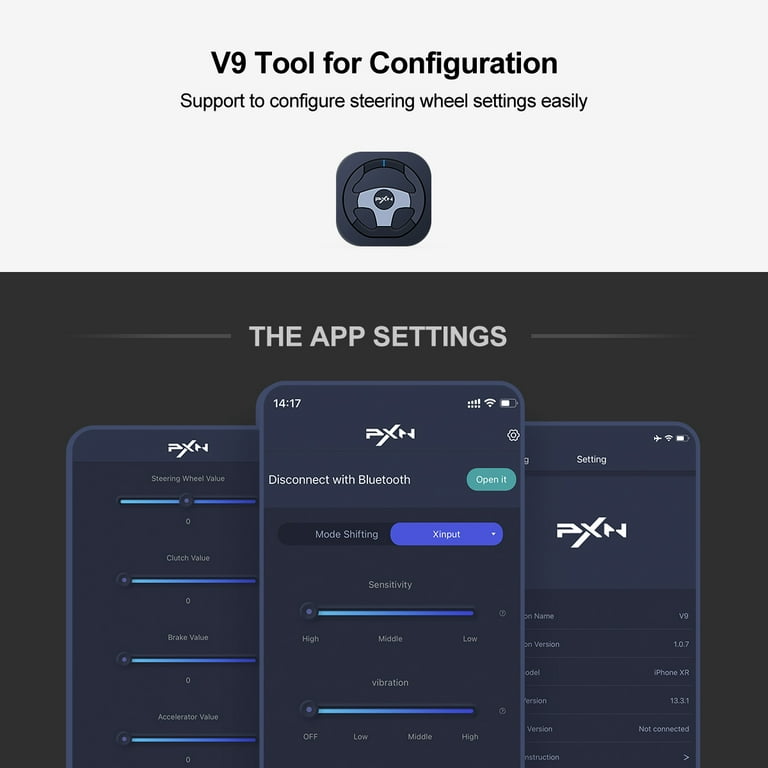PXN V9 Xbox Steering Wheel, 270/900°Gameing Racing Wheels with 3-Pedals and  Shifter Bundle for Xbox Series X