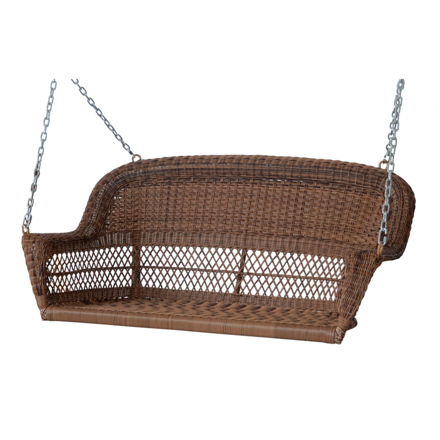 51.5" Hand Woven Honey Brown Resin Wicker Outdoor Porch Swing by CC Outdoor Living