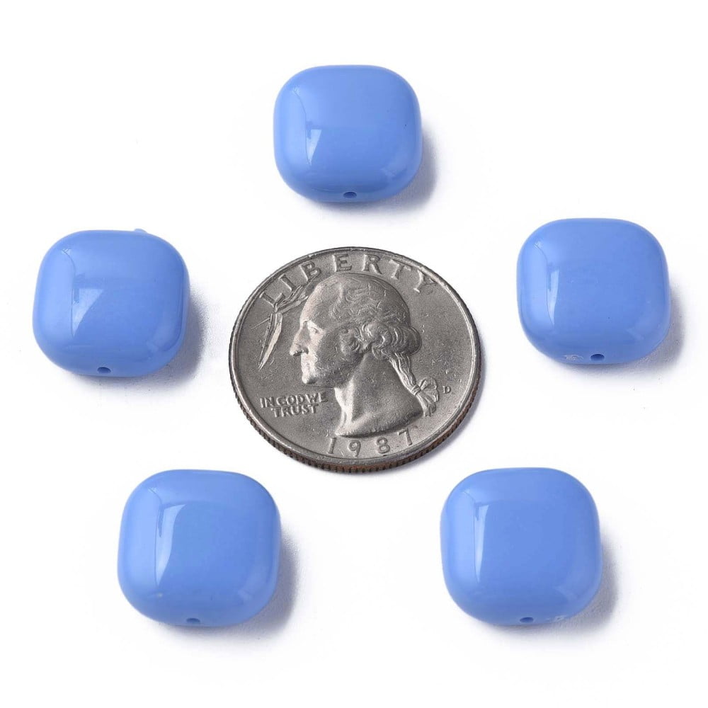 Opaque Acrylic Beads Square Cornflower Blue 15x15x7.5mm Hole: 1.2mm about 375pcs/500g