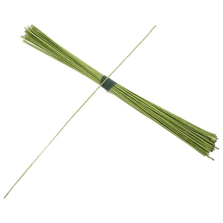 200 Pcs Wire Flowers Floral Stem with Leaves Coated Wires Spring Green