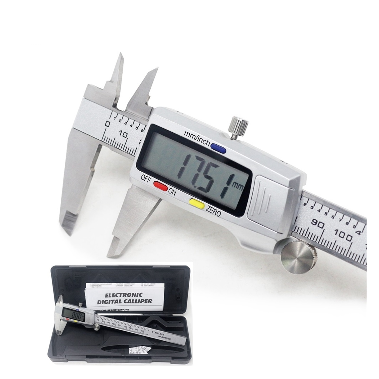 Stainless Steel Electronic Digital Vernier Caliper 6Inch 0-150mm Metal Micrometer Measuring Tool Digital Ruler