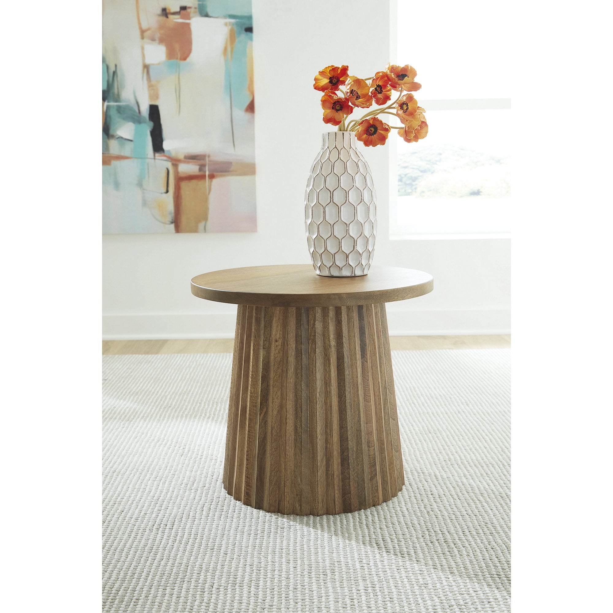 Signature Design by Ashley Ceilby Round Accent Table, Natural Brown