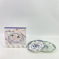 FifthLeaf Dinnerware,Dinner Plates Set of 2, White Plates, Ceramic Kitchen Plates Microwave Safe Plates, 10.5 Inch Blue Plates Floral Plates Porcelain Dinner Plates