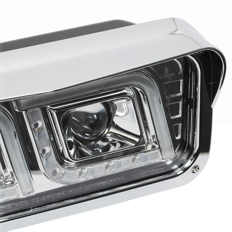 Chrome Projector Headlight[DUAL LED DRL]for 81-19 Kenworth T600A