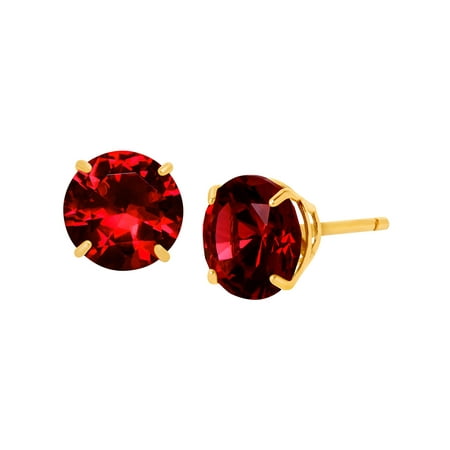 - 2 ct Created Ruby Round-Cut Stud Earrings in 10kt Gold