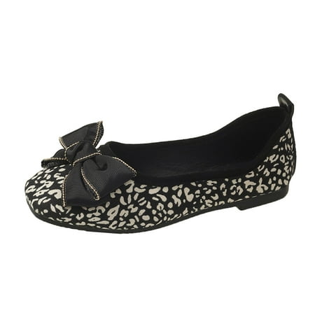 

Women s Sandals Spring Autumn Casual Flat Bottom Square Toe Bow Leopard Shallow Mouth Slip On Comfortable Slippers for Women White Size 6.5