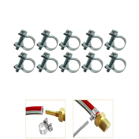 

findmall 10 Pcs 1/4 Fuel Injection Gas Line Style Hose Clamps 7/16 - 1/2 Dia Clip Pipe Kit for Automotive Agriculture Plant and Construction