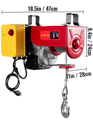 VEVOR Electric Hoist Steel Electric Lift Construction Site 110V Electric Hoist With Wireless Remote Control & Single/Double Slings For Lifting In Factories 2200LBS Electric Winch Warehouses 