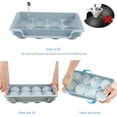 thumbnail image 4 of Large Ice Cube Tray, 2.5 INCH Whiskey Ice Mold, 2 Pack Sphere Ice Cube Mold with Bin&Tong, Leak-free Round Ice Cube Mold, Easy Fill & Release Ice Ball Maker for Whiskey Cocktails Bourbon(Blue), 4 of 5