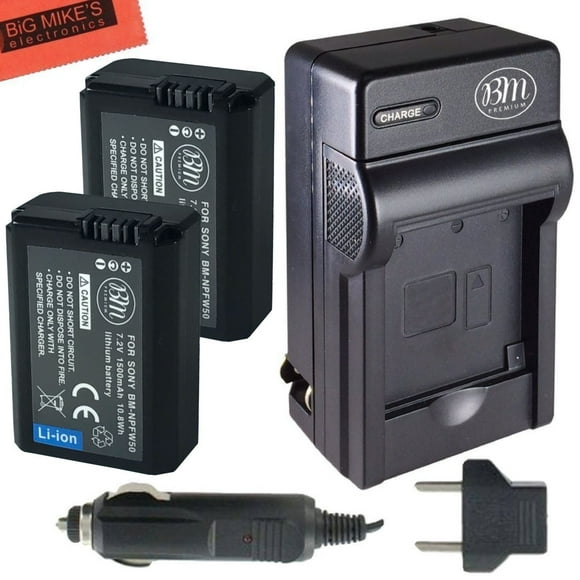 BM Premium 2 Pack of NP-FW50 Batteries and Battery Charger for Sony Alpha Digital Cameras