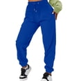 thumbnail image 3 of YUEJUIR Womens Dress Pants Women's Casual Solid Pocket Pants High Waist Elastic Band Pants White Pants Harem Pants Women Postpartum Clothes (Blue,XXXL), 3 of 5