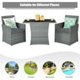thumbnail image 6 of Costway 3PCS Patio Rattan Furniture Set Cushioned Sofa Armrest  Garden Gray, 6 of 12