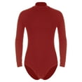 thumbnail image 3 of Lejafay Mens Mock Neck Long Sleeve Bodysuit Button Crotch Undershirt Leotard Jumpsuit Rompers Red L, 3 of 6
