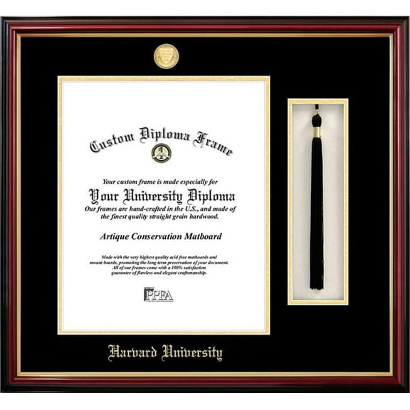 Campus Images MA992PMHGT-1114 14 x 11 in. Harvard University Tassel Box & Diploma Frame