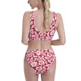 thumbnail image 3 of Daiia Red Flowers printed 2 piece Swimsuit Bikinis for Women High Waisted Racerback Bathing Suits Summer Tummy Control Scoop Neck Swimwear-X-Large, 3 of 8